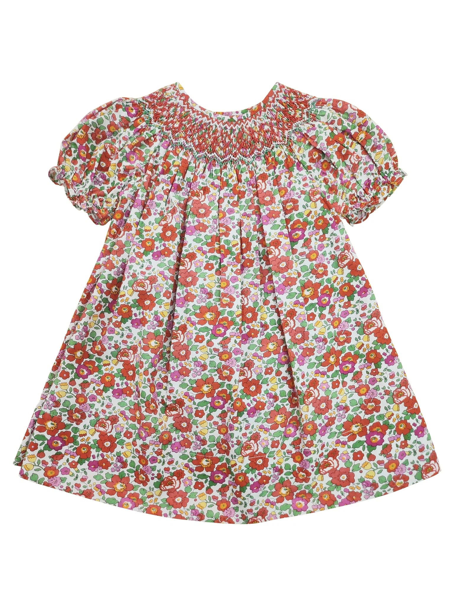 Scarlett Red Floral Print Smocked Dress
