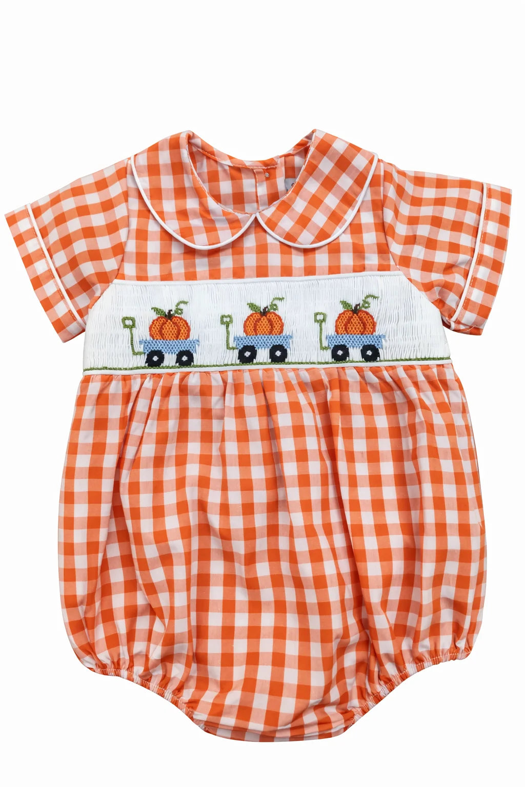 Pumpkin Wagon Smocked Bubble
