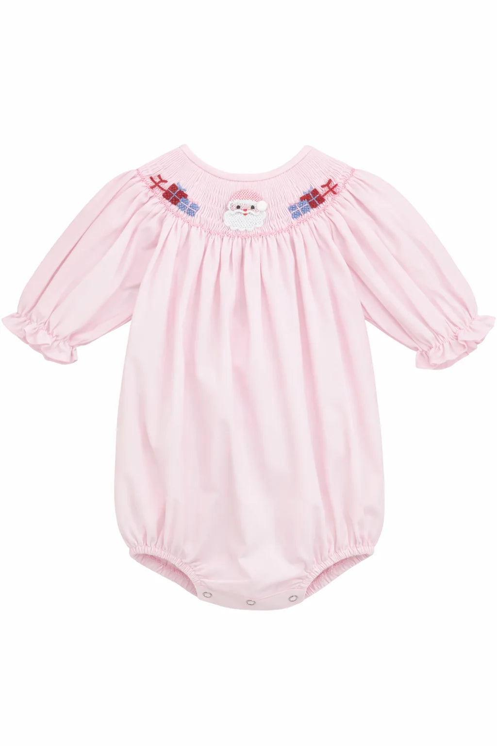 Santa & Presents Pink Smocked Bubble