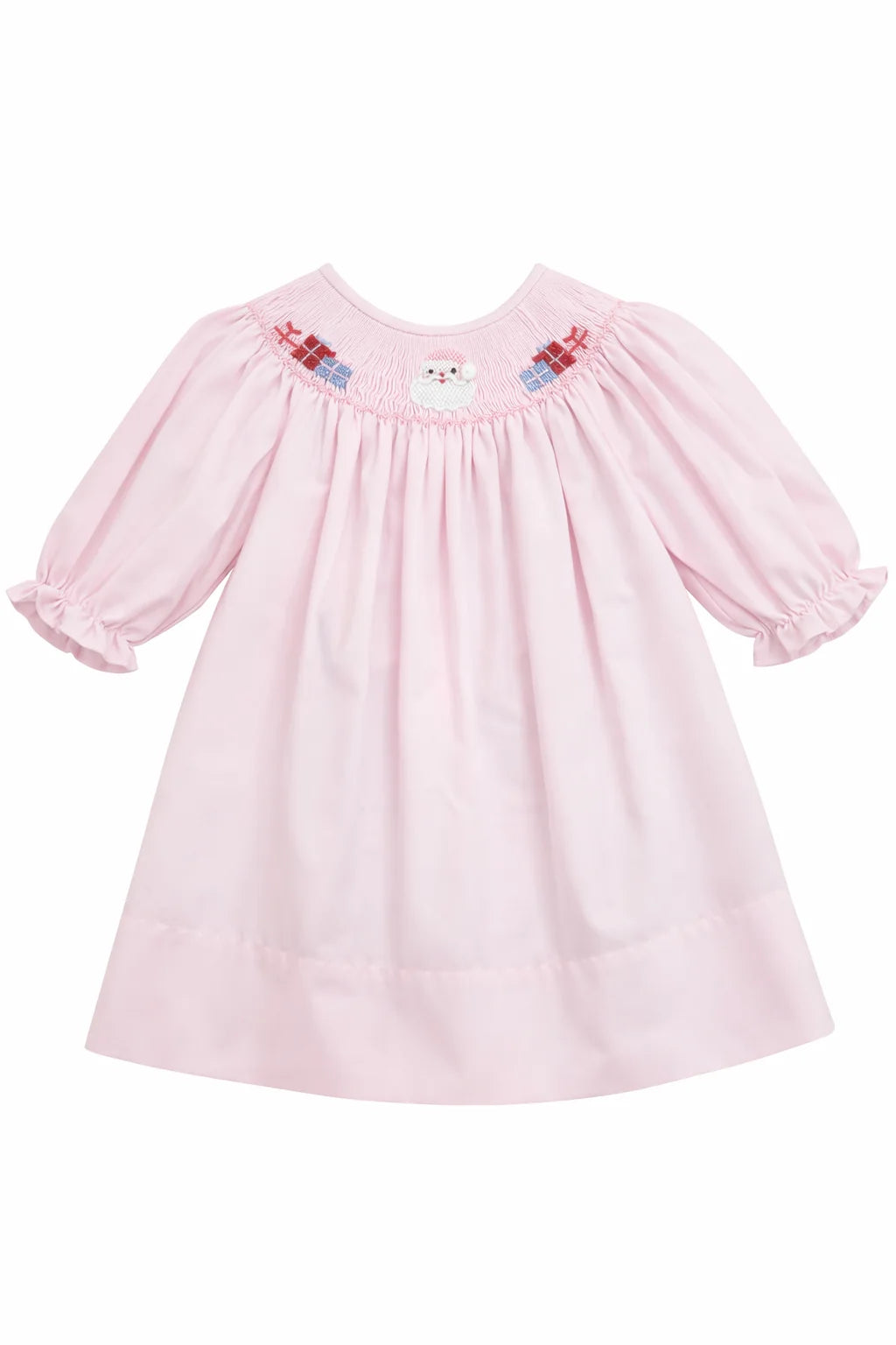 Santa & Presents Pink Smocked Dress