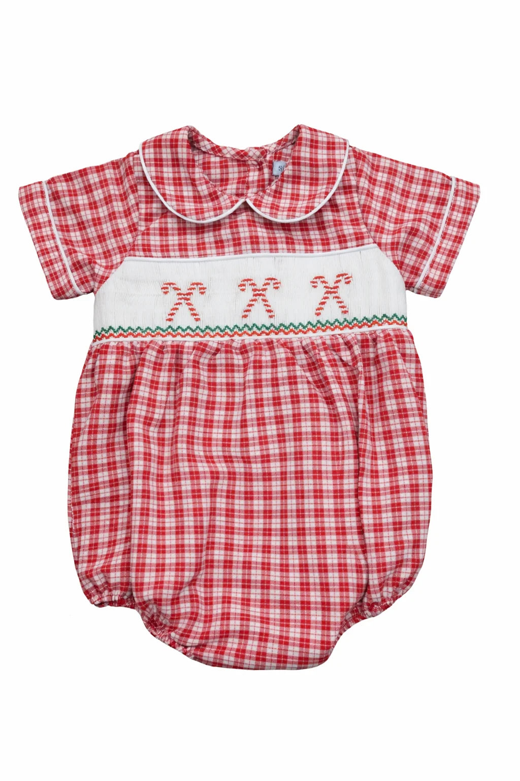 Candy Cane Smocked Red Plaid Bubble