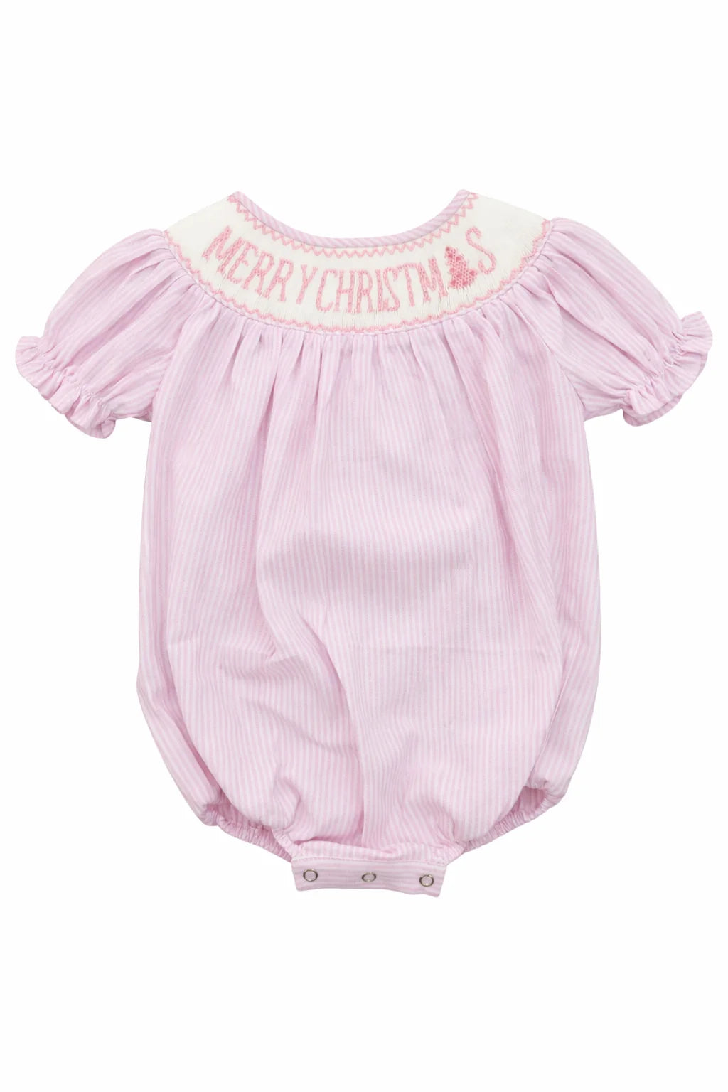 Merry Christmas Pink Smocked Bubble