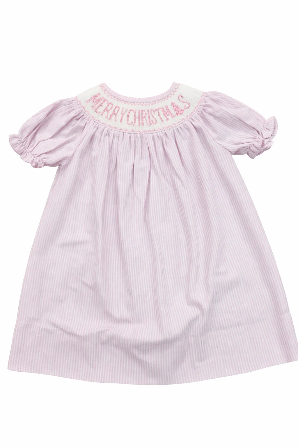 Merry Christmas Pink Smocked Dress