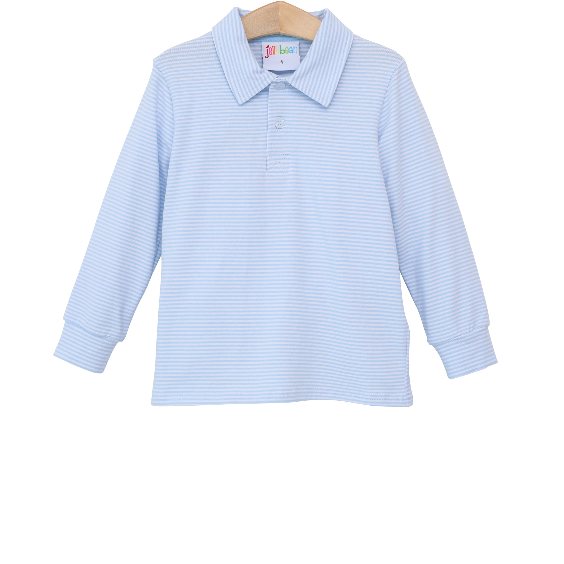 Michael L/S Polo - Light Blue Stripe