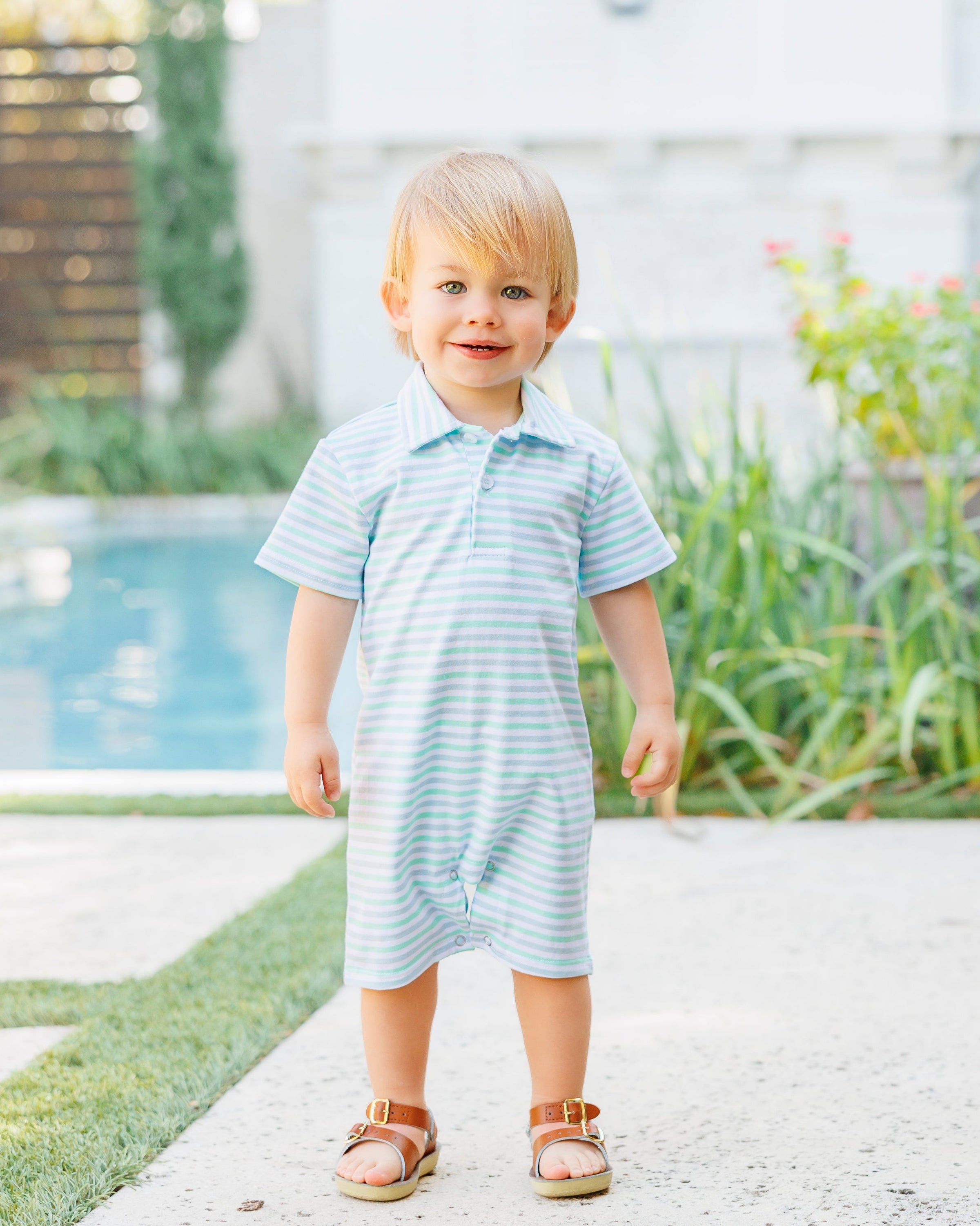 Michael Polo Romper - Seaside Stripe
