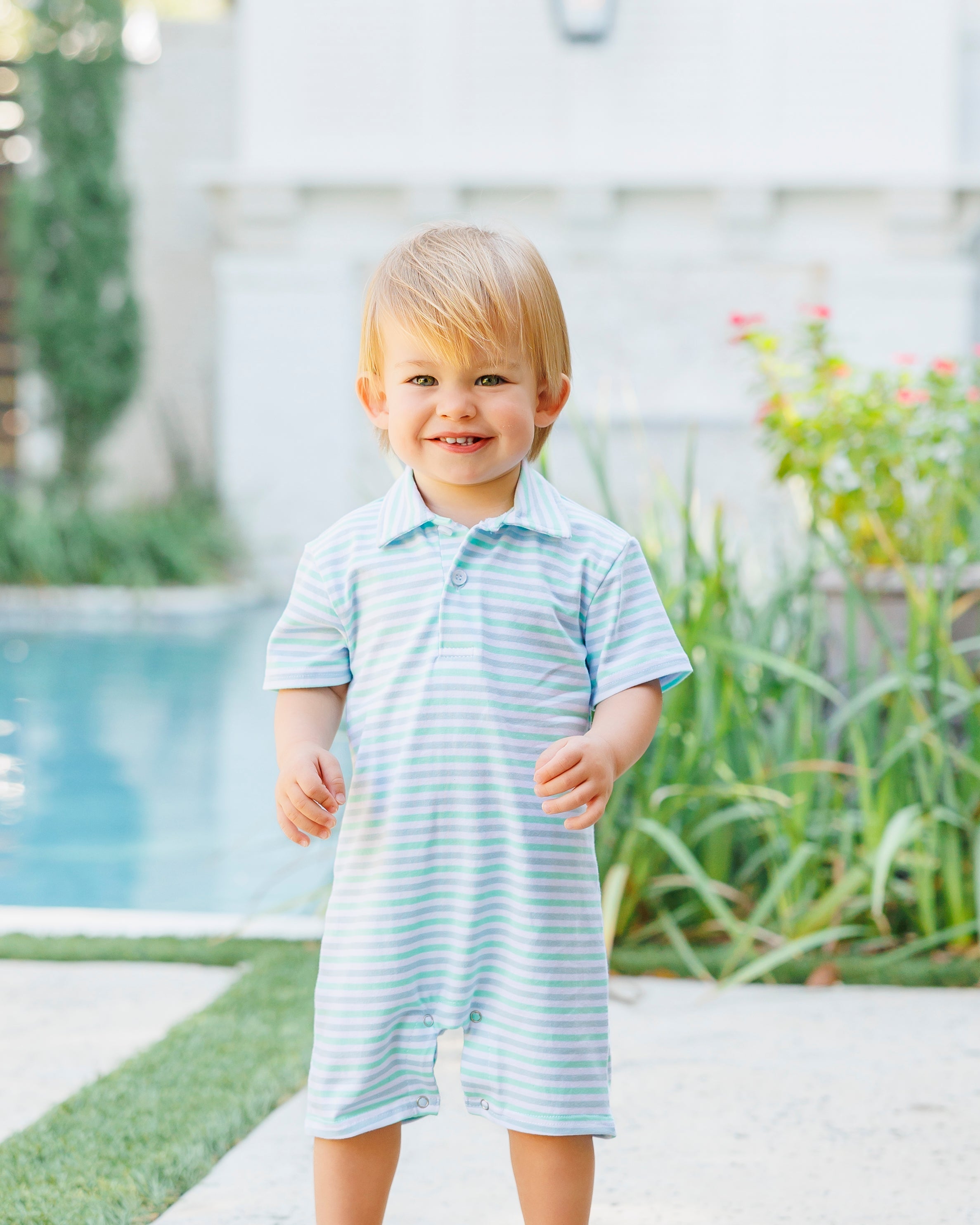 Michael Polo Romper - Seaside Stripe