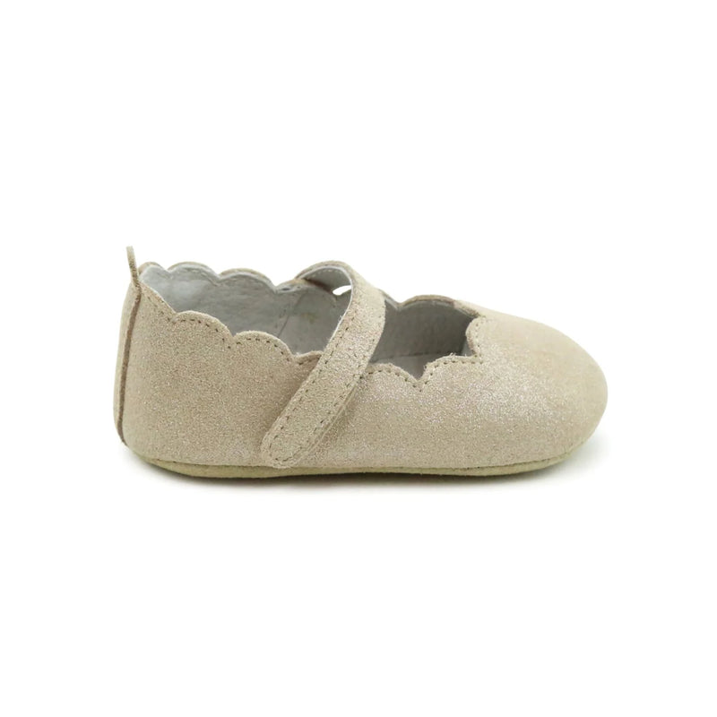 Angel Baby Mimi Girls Scalloped Mary Jane Crib Shoe (Infant)