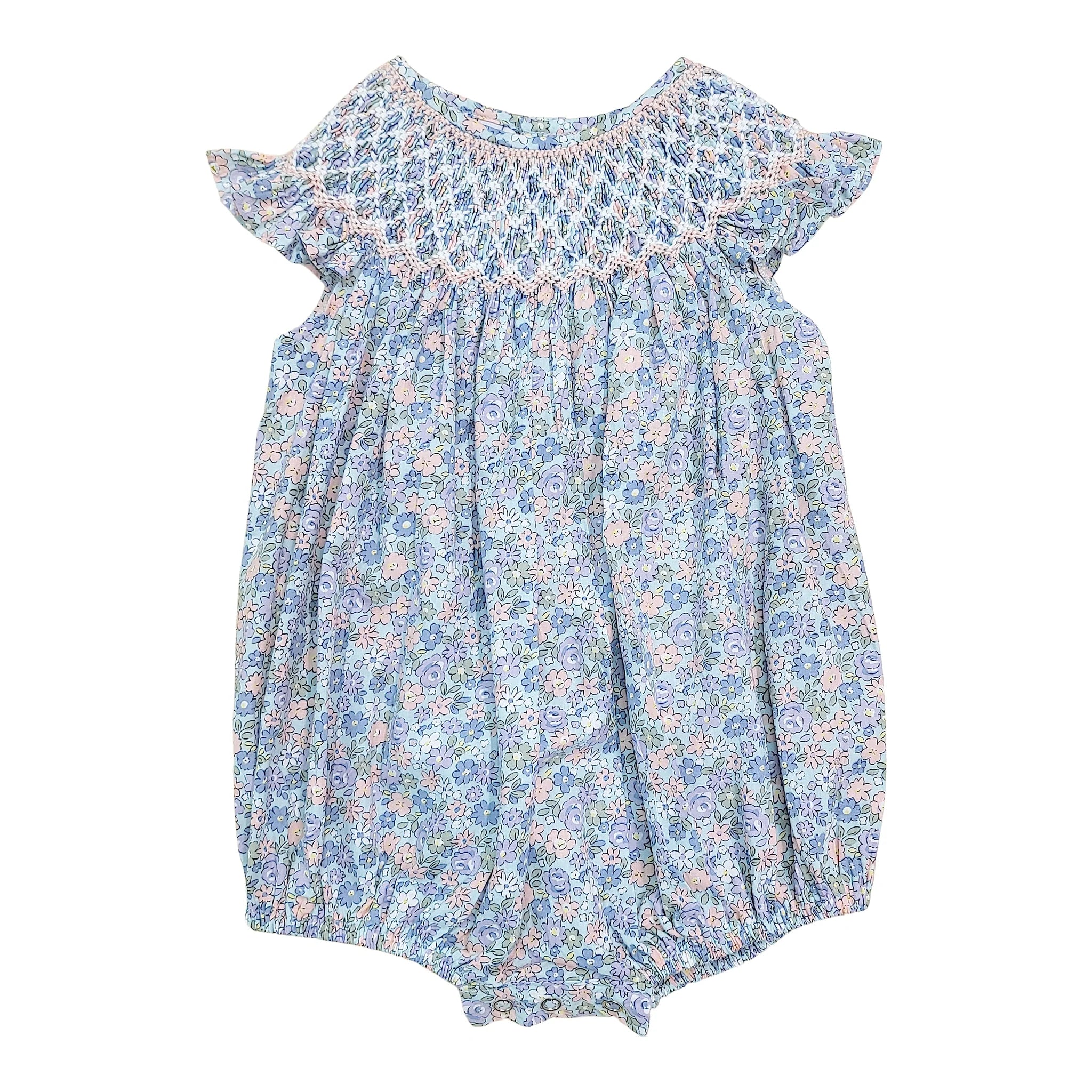 Natalie Floral Print Smocked Bubble