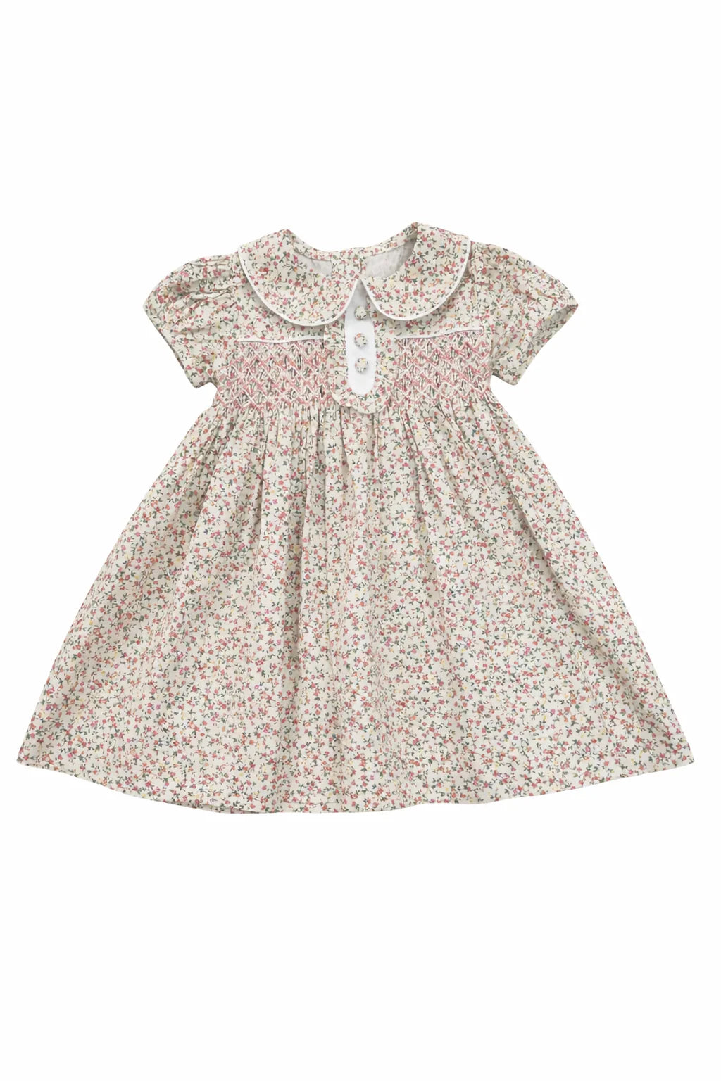 Samantha Floral Smocked Button Dress