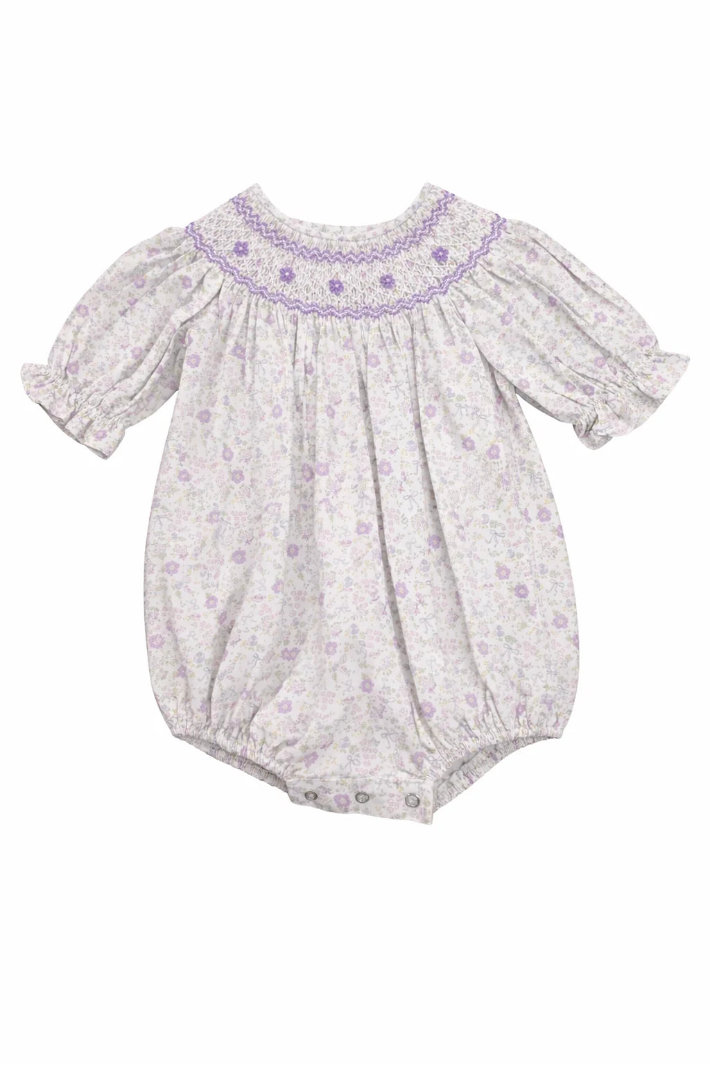 Ashley Purple Floral Smocked Bubble