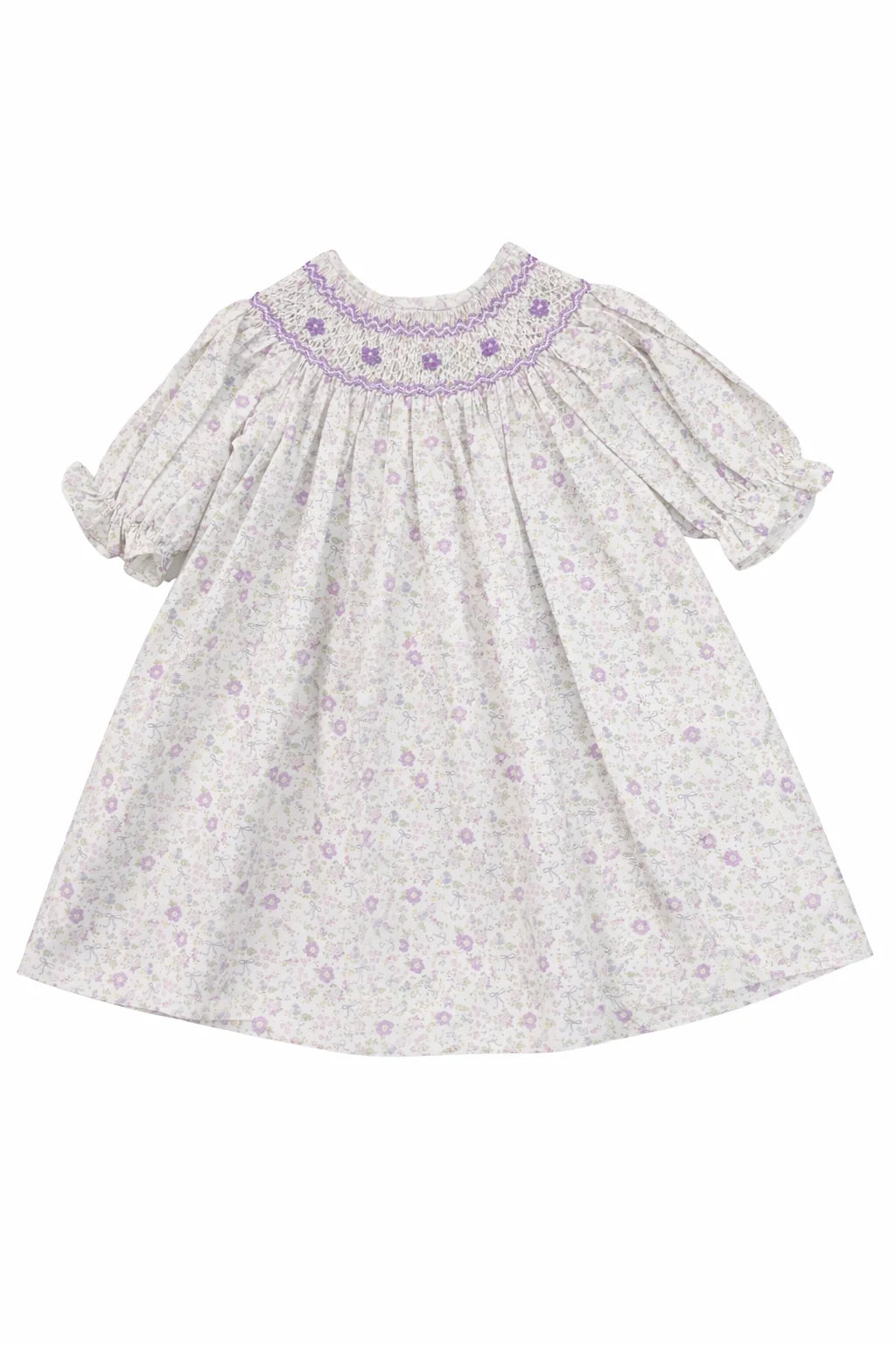 Ashley Purple Floral Smocked Dress