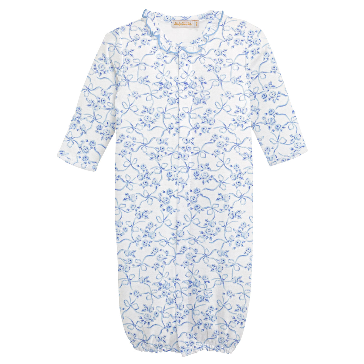 Blue Toile Printed Ruffle Converter Gown