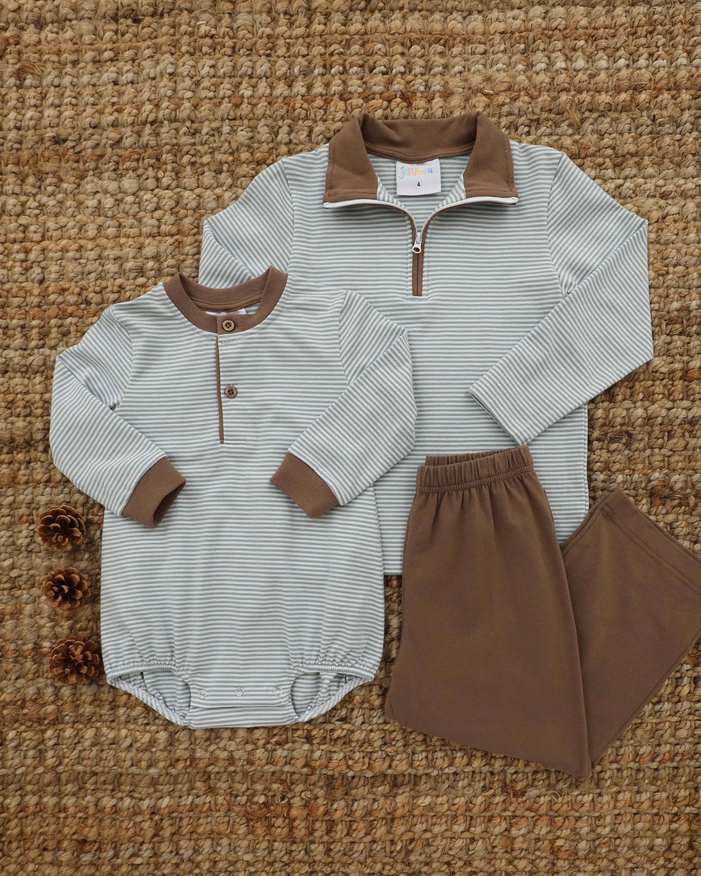 Nathan Bubble - Dusty Sage Stripe / Light Brown