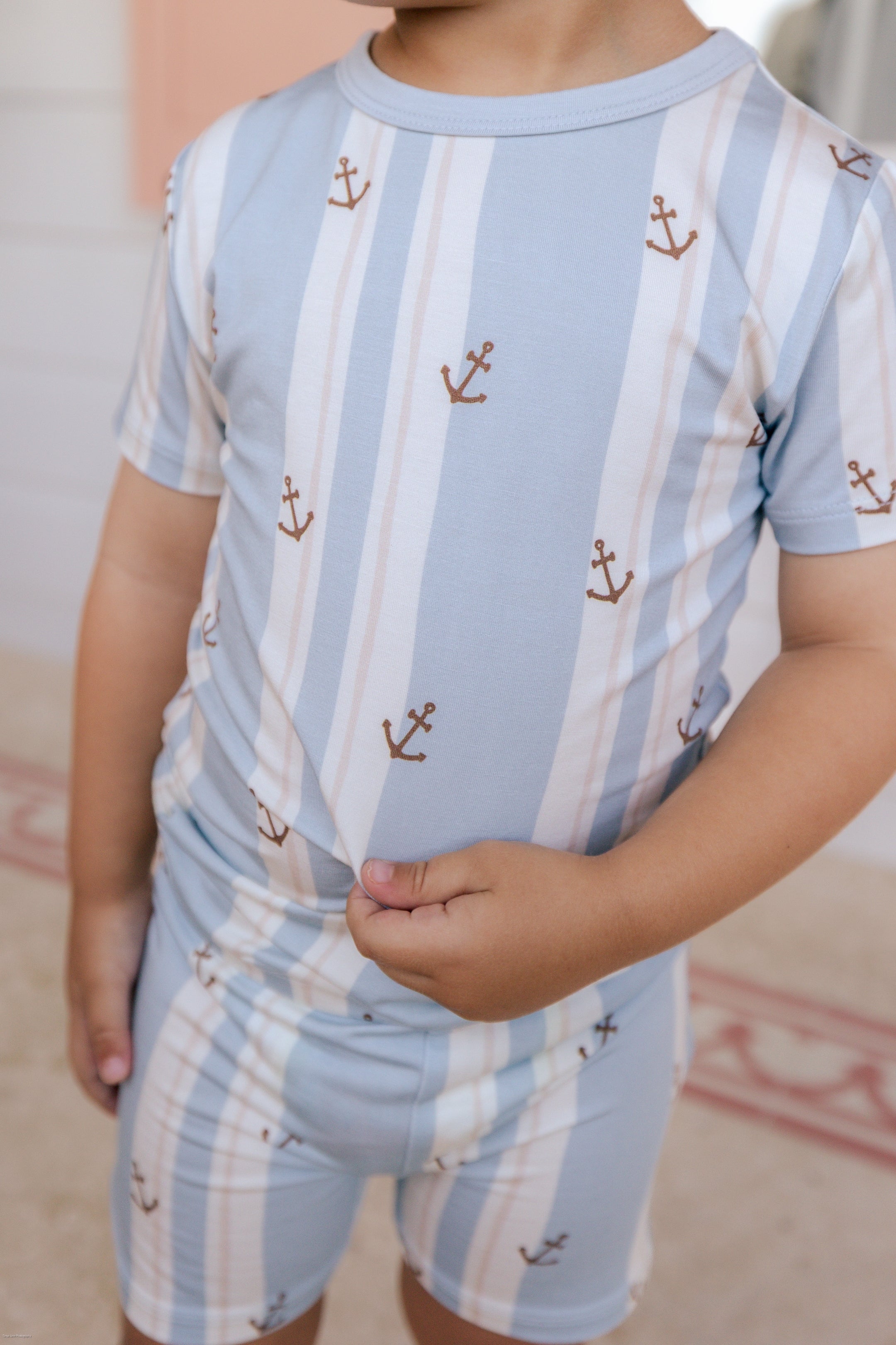 Anchored Stripe Two Piece Short Set