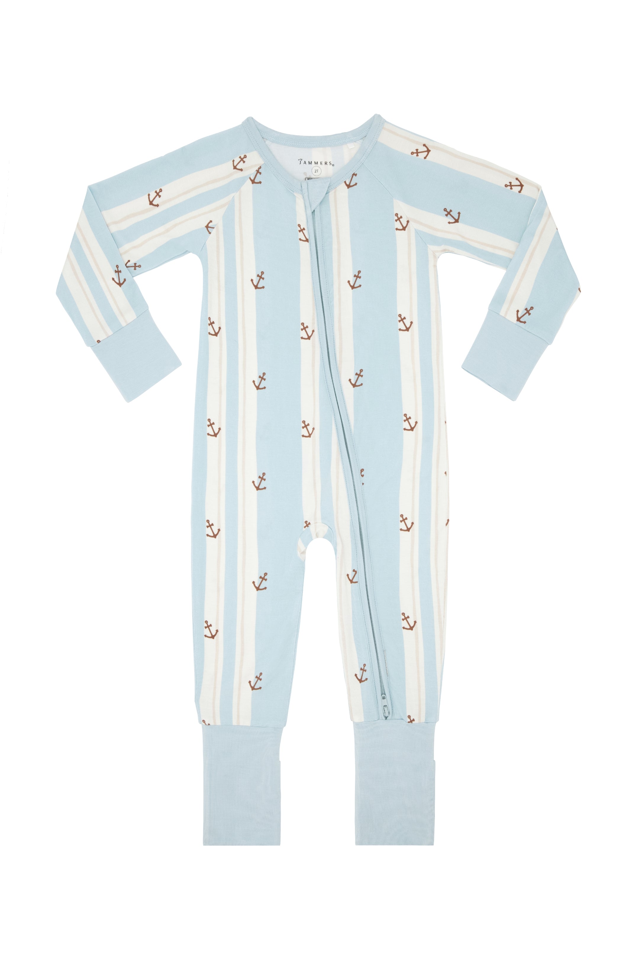 Anchored Stripe Zipper Romper Sleeper