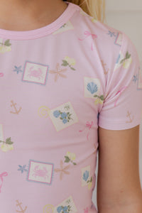 Little Coastal Notes Short Sleeve Two Piece Set