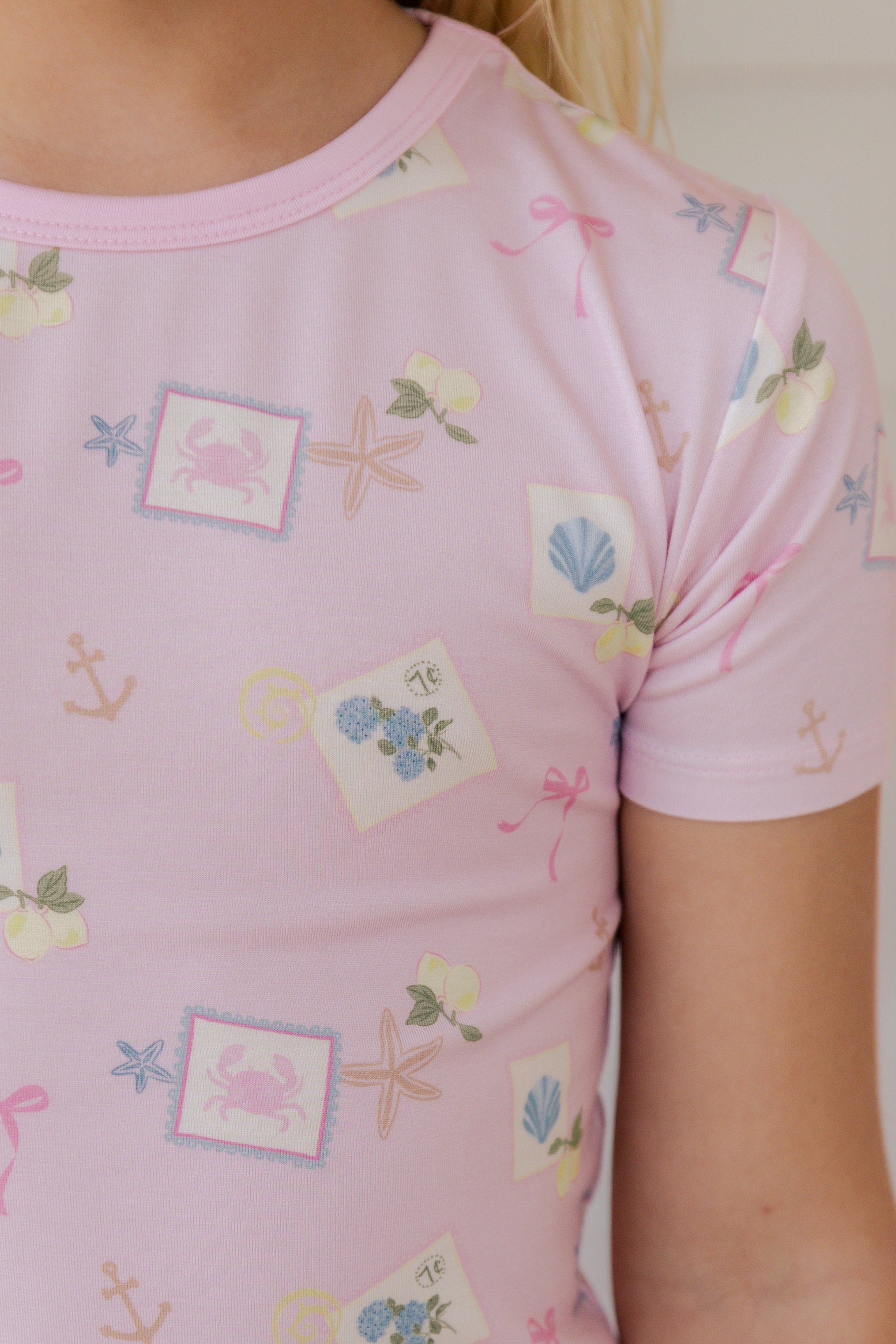 Little Coastal Notes Short Sleeve Two Piece Set