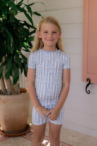 Floral Seashell Short Sleeve Two Piece Set