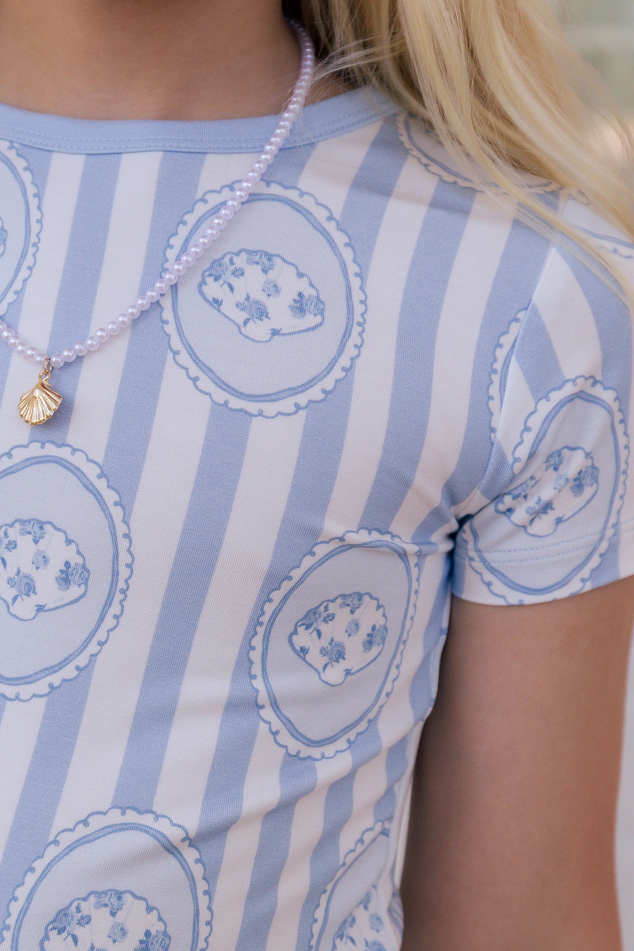 Floral Seashell Short Sleeve Two Piece Set