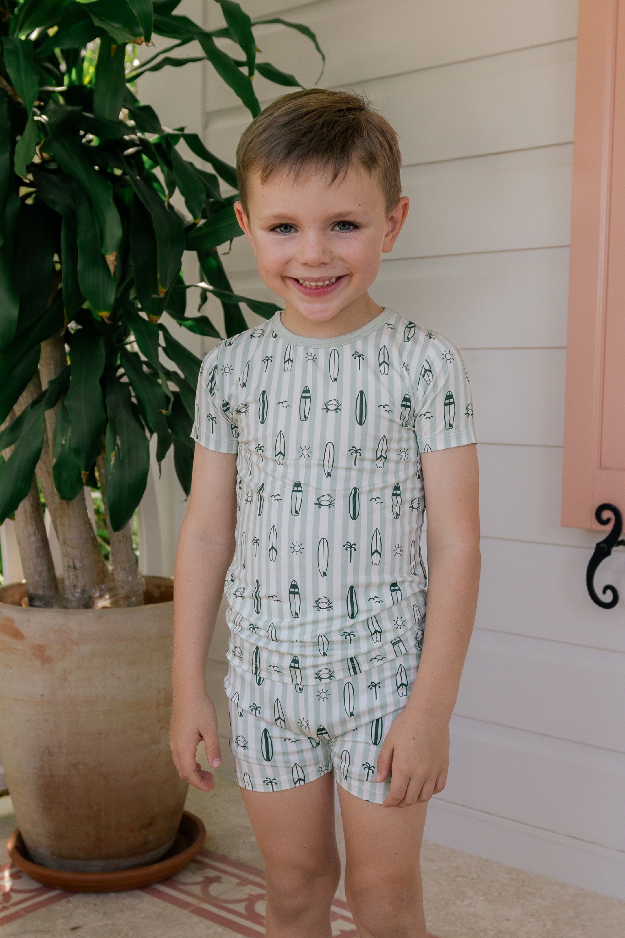 Green Surfs Up Two Piece Short Set