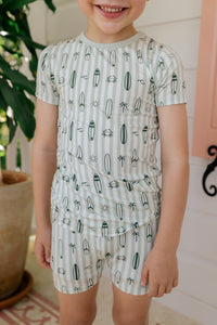 Green Surfs Up Two Piece Short Set