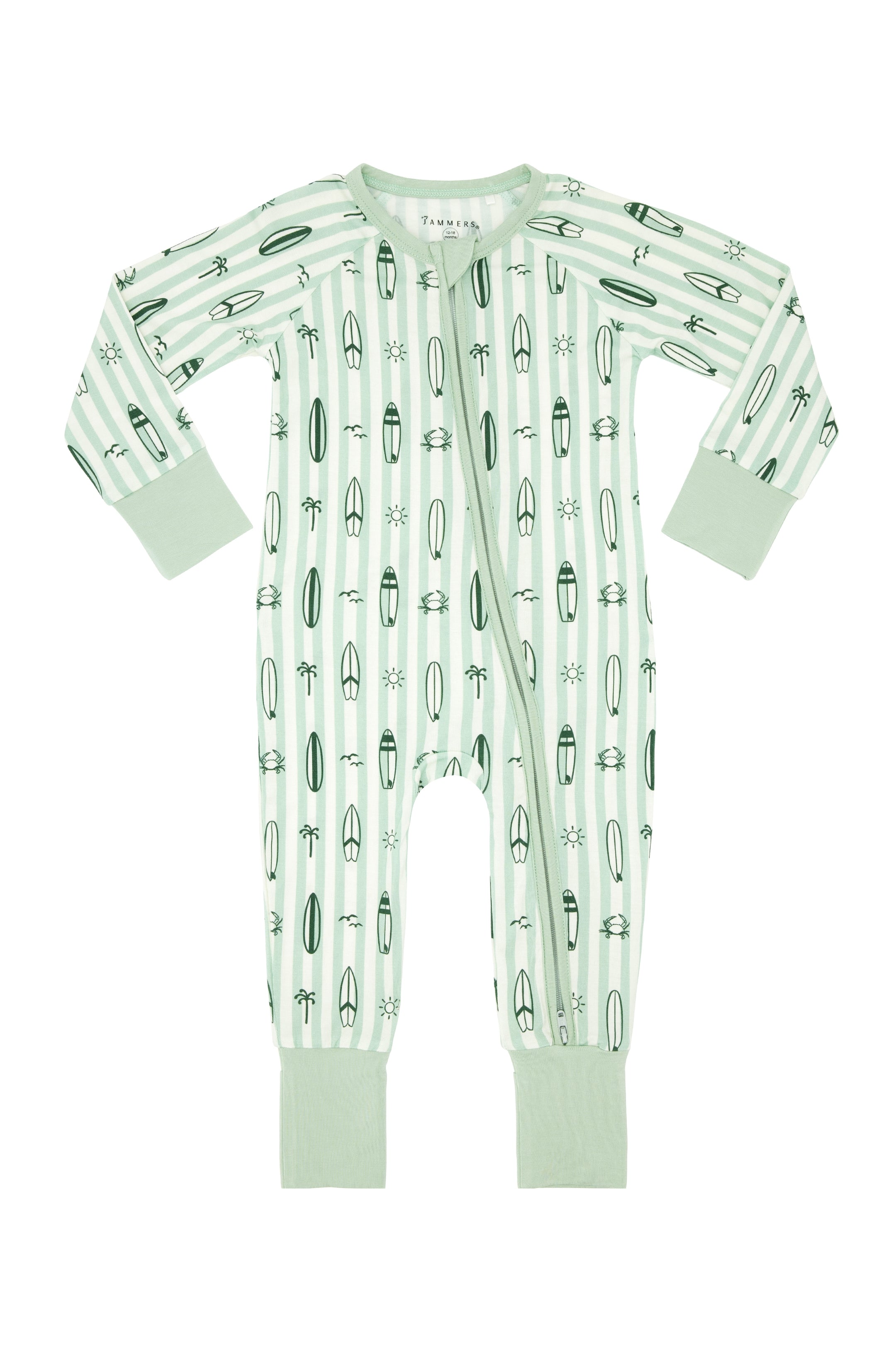 Green Surfs Up Zipper Romper Sleeper