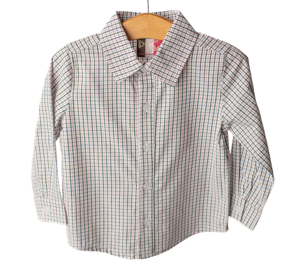 Green & Red Plaid Boys Button Down