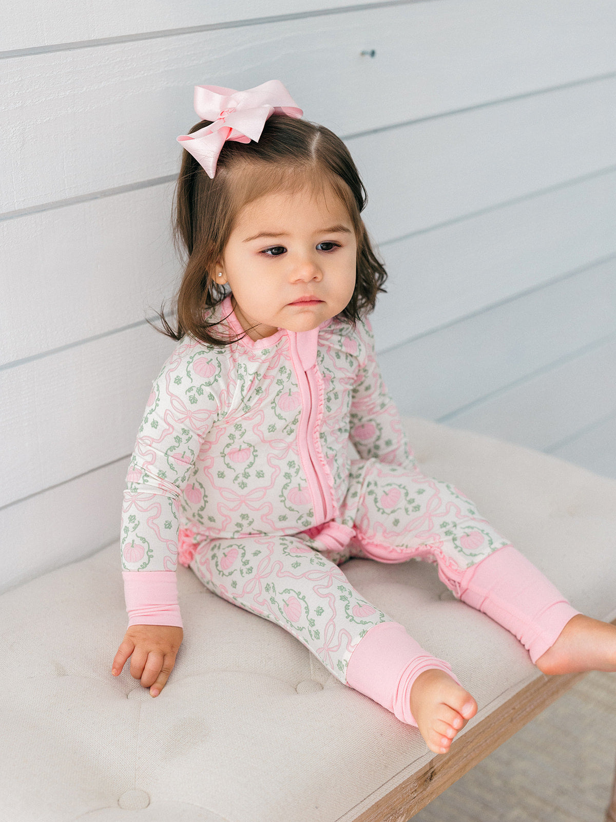 Pretty Pumpkin Ruffle Zipper Romper