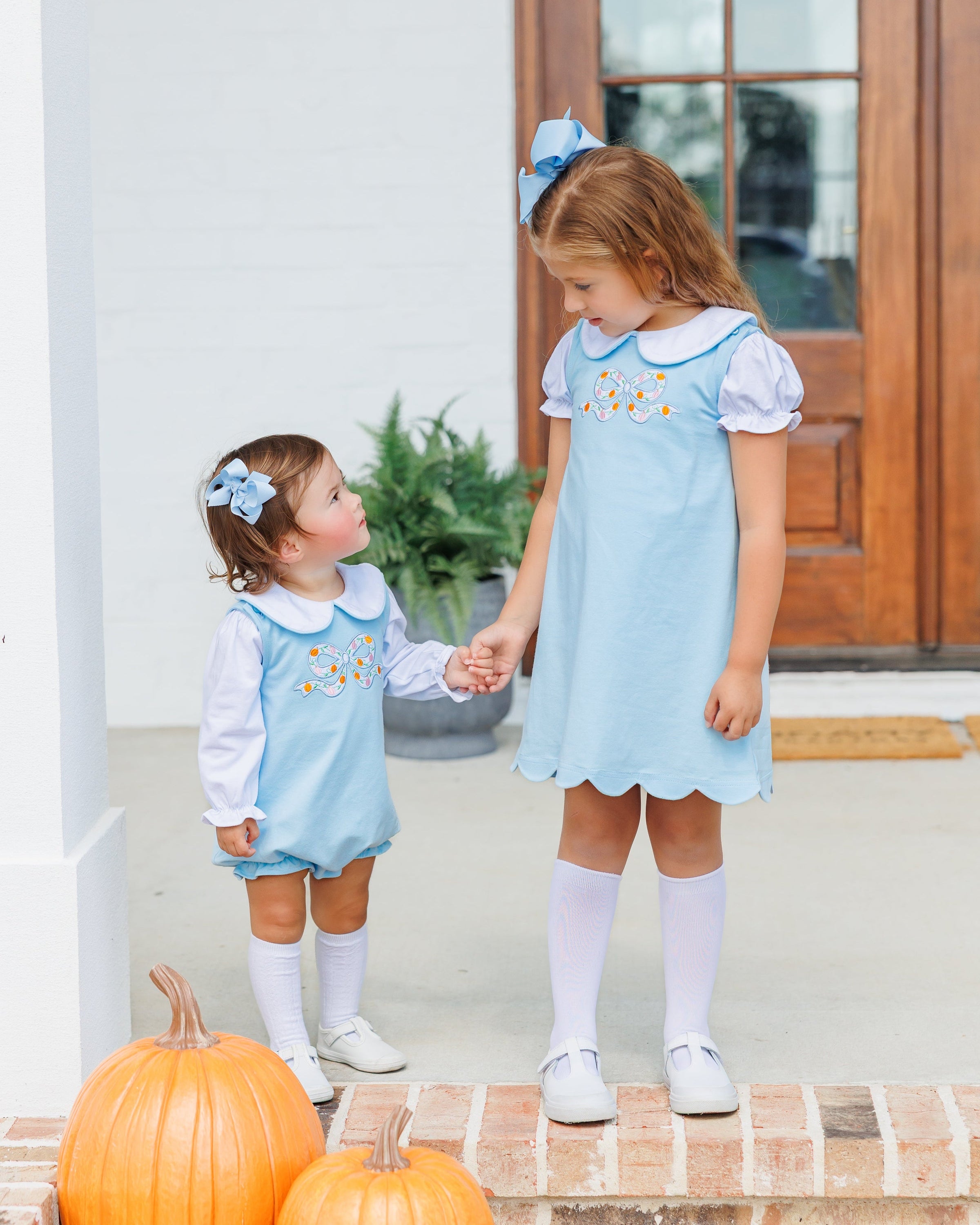 Pumpkin Bow Scallop Jumper Set
