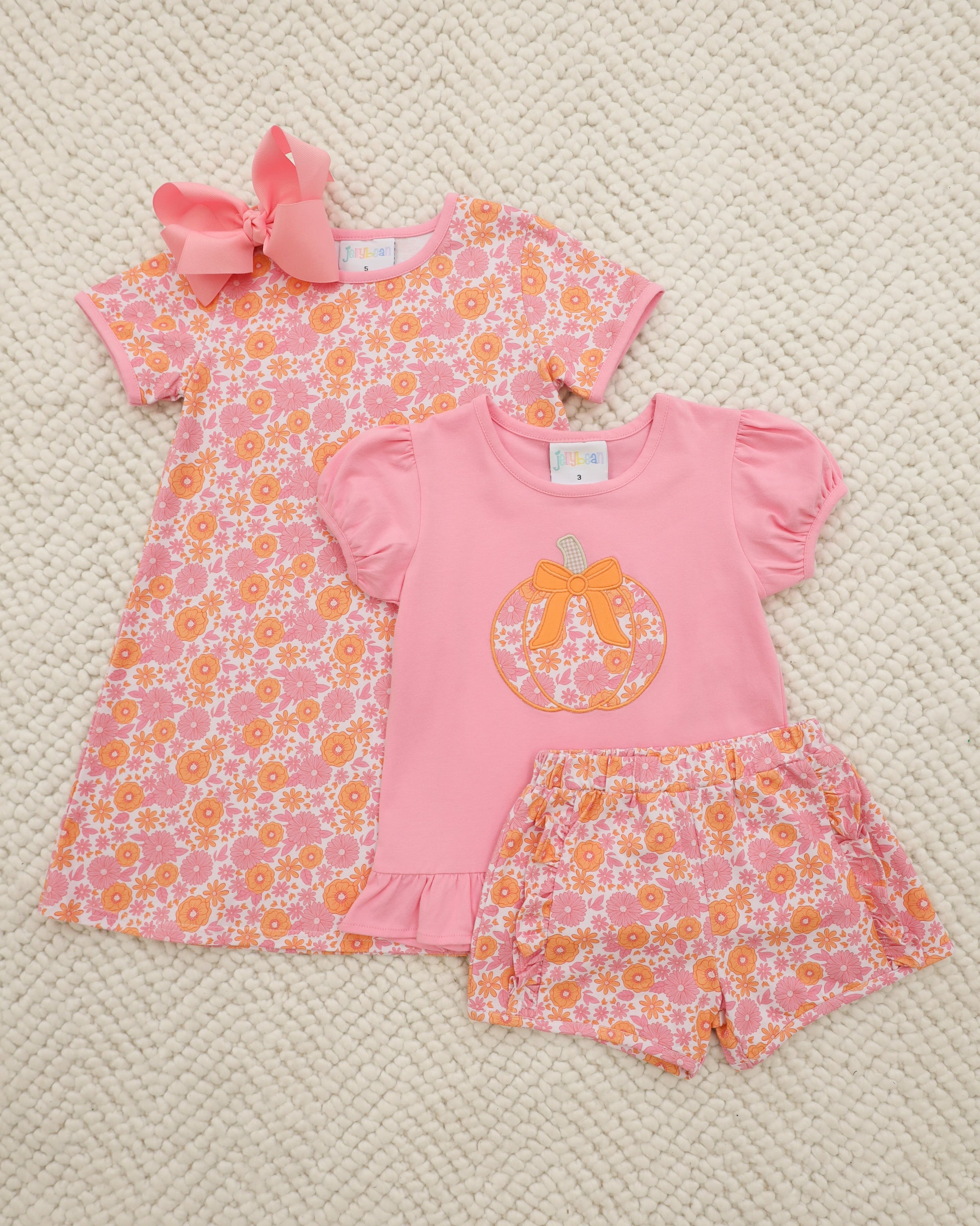 Pumpkin Petals Applique Ruffle Short Set