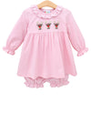 Run Run Rudolph Pink Ruffle Bloomer Set