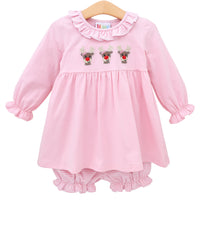 Run Run Rudolph Pink Ruffle Bloomer Set