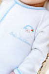 Santa Baby First Christmas Zip Footie - Light Blue