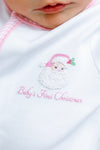 Santa Baby First Christmas Ruffle Zip Footie - Pink
