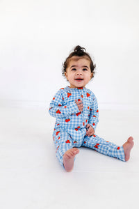 Strawberry Gingham Zipper Romper