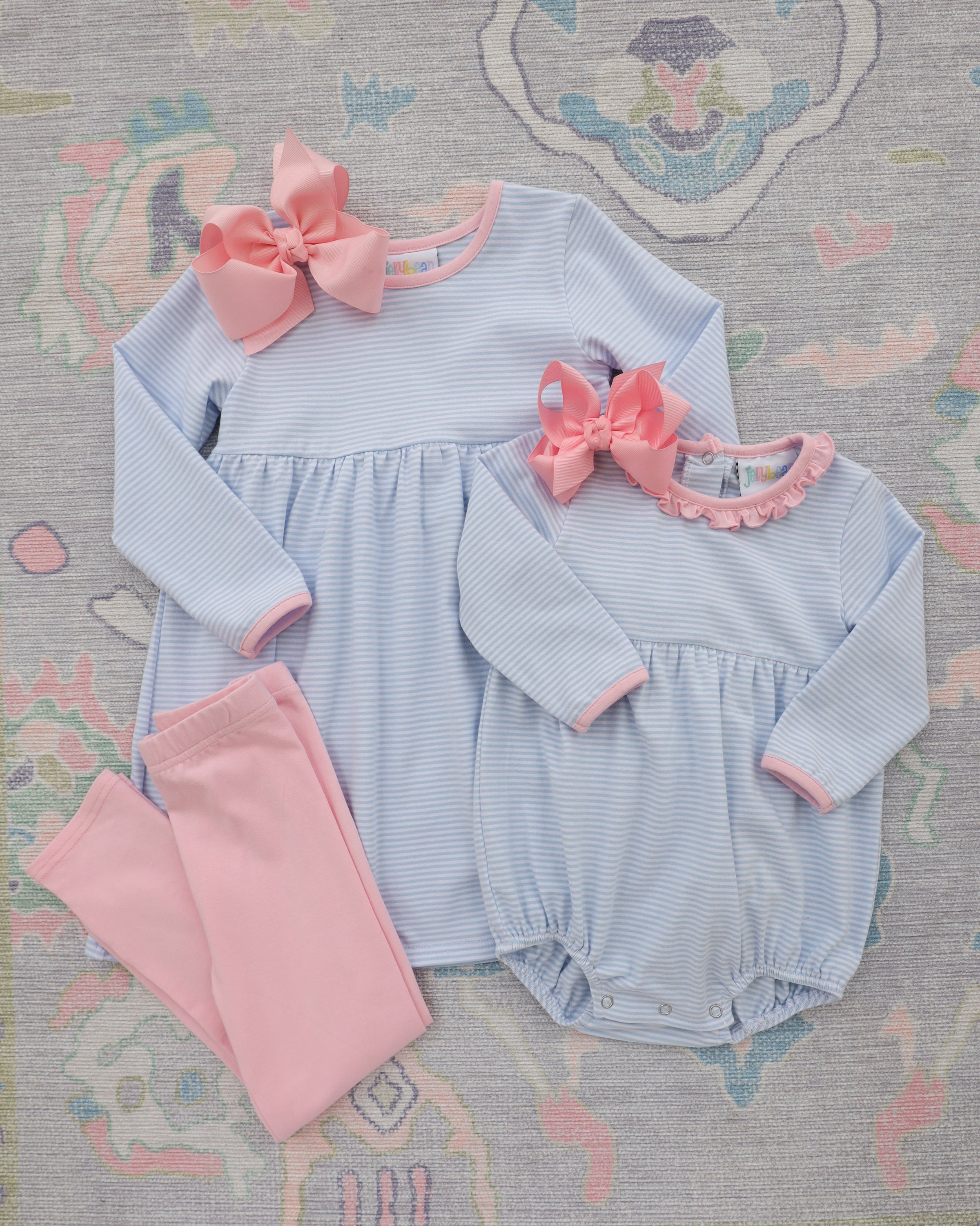 Sadie Pants Set - Light Blue Stripe/Light Pink