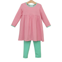 Sadie Pants Set - Pink Stripe/Mint