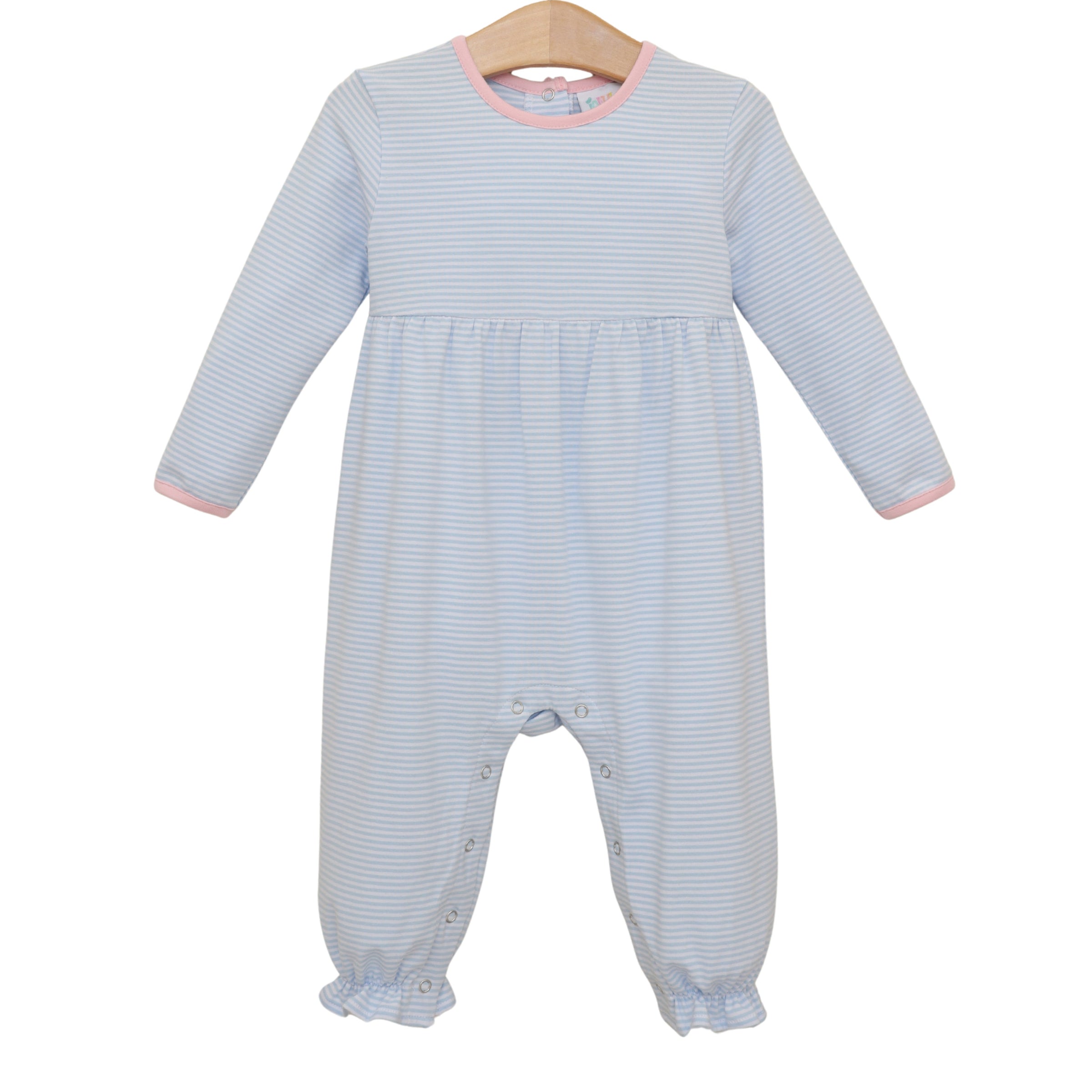 Sadie Romper - Light Blue Stripe/Light Pink