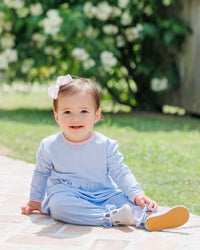 Sadie Romper - Light Blue Stripe/Light Pink
