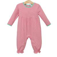 Sadie Romper - Pink Stripe/Mint