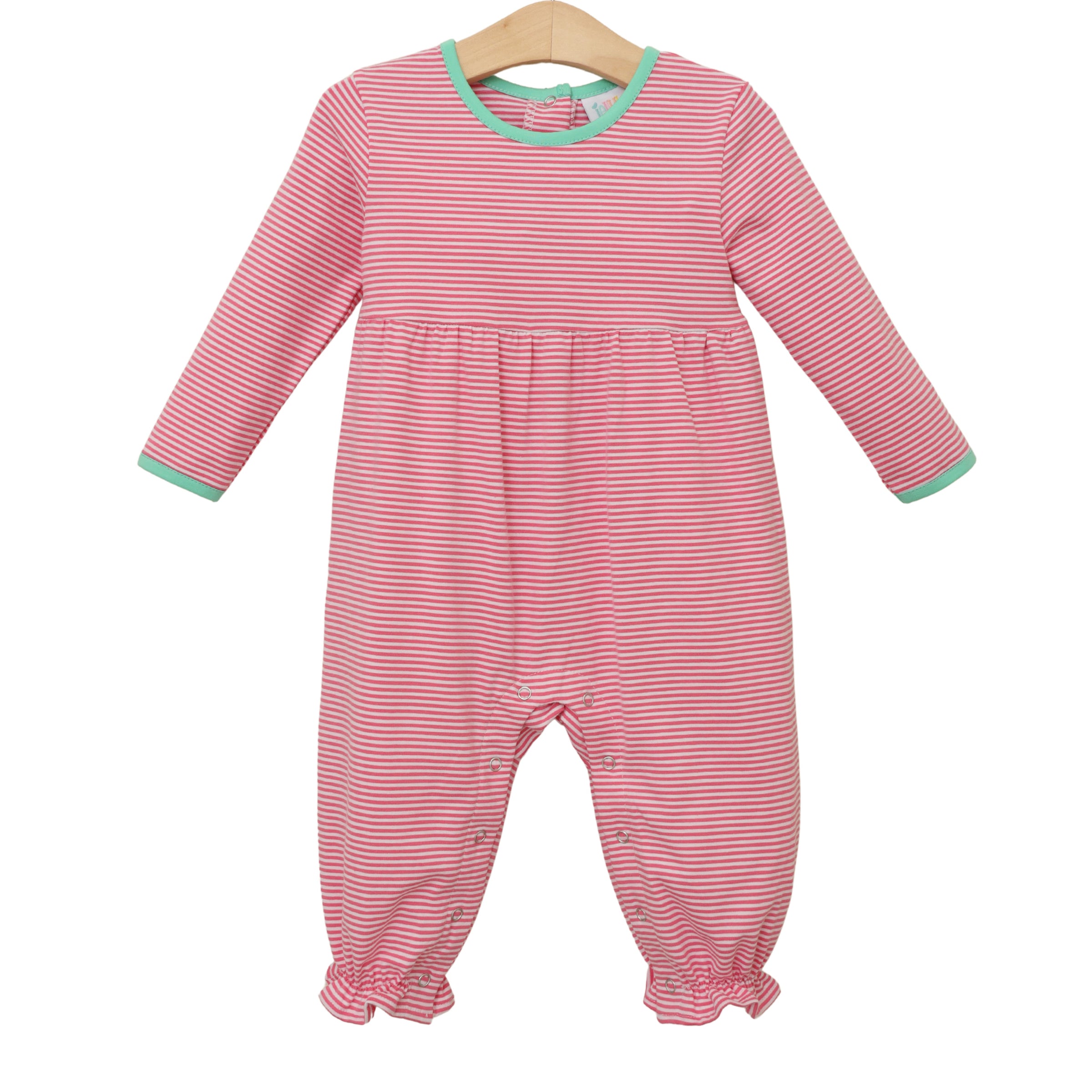 Sadie Romper - Pink Stripe/Mint