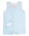 Blue Stripe Knit Bunny Pocket Shortall