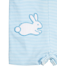 Blue Stripe Knit Bunny Pocket Shortall