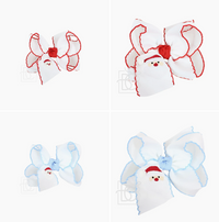 Embroidered Santa Crochet Edge Bows