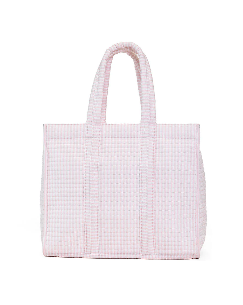 QUILTED GO GO TOTE - PIMLICO STRIPE PINK