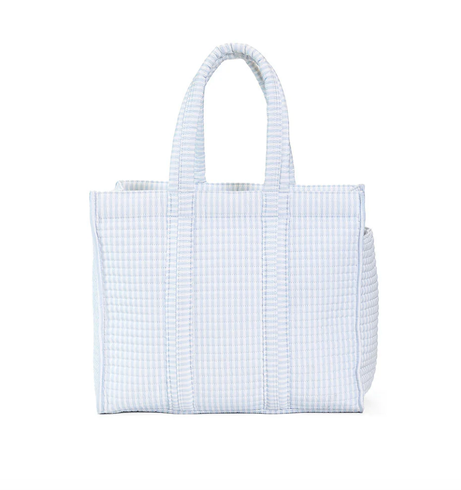 QUILTED GO GO TOTE - PIMLICO STRIPE BLUE