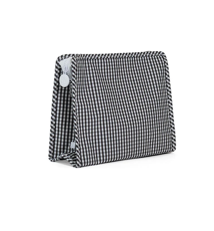ROADIE LARGE Zip Pouch - COATED CANVAS GINGHAM BLACK