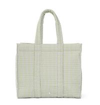 QUILTED GO GO TOTE - PIMLICO STRIPE SAGE