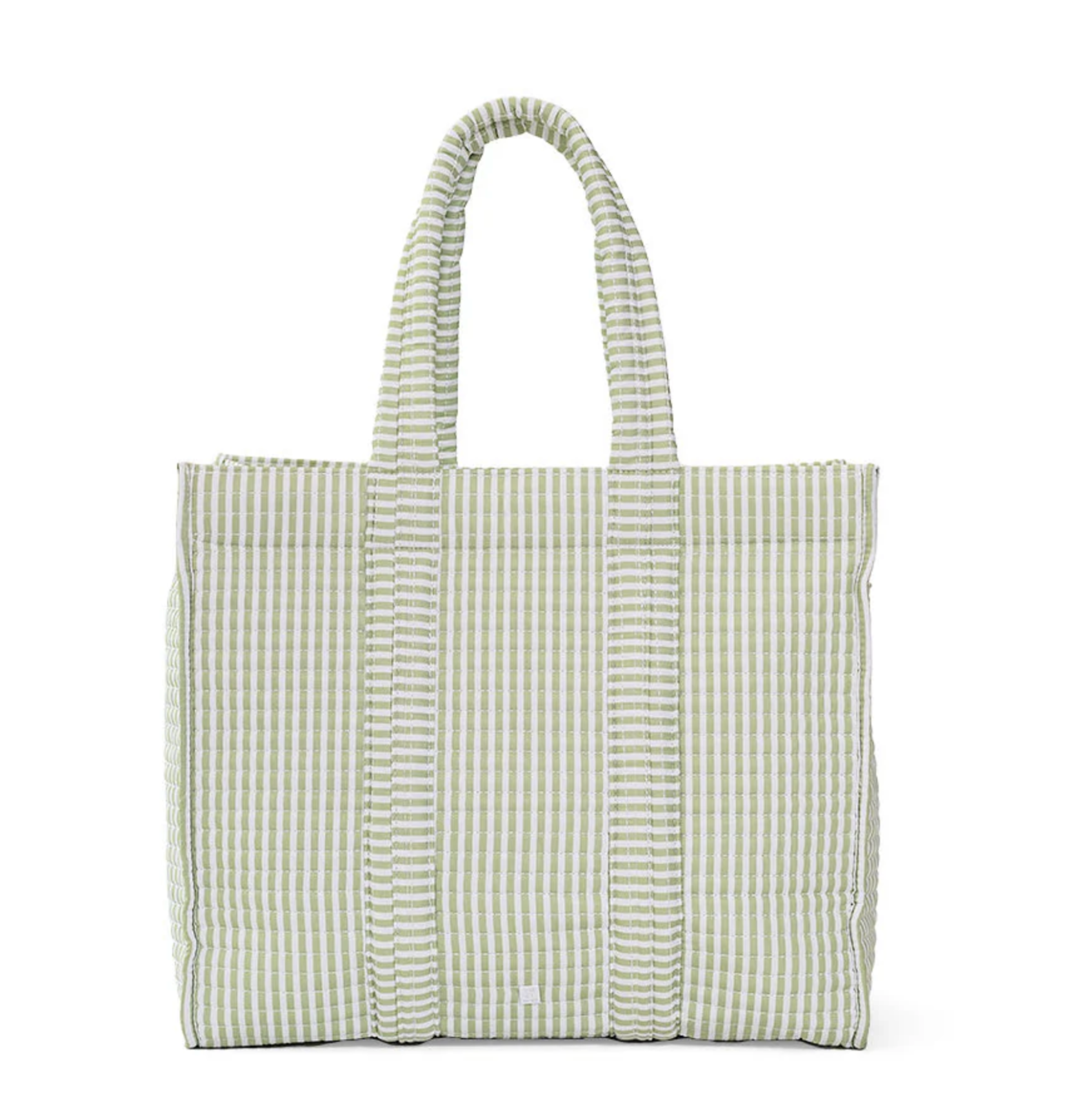 QUILTED GO GO TOTE - PIMLICO STRIPE SAGE