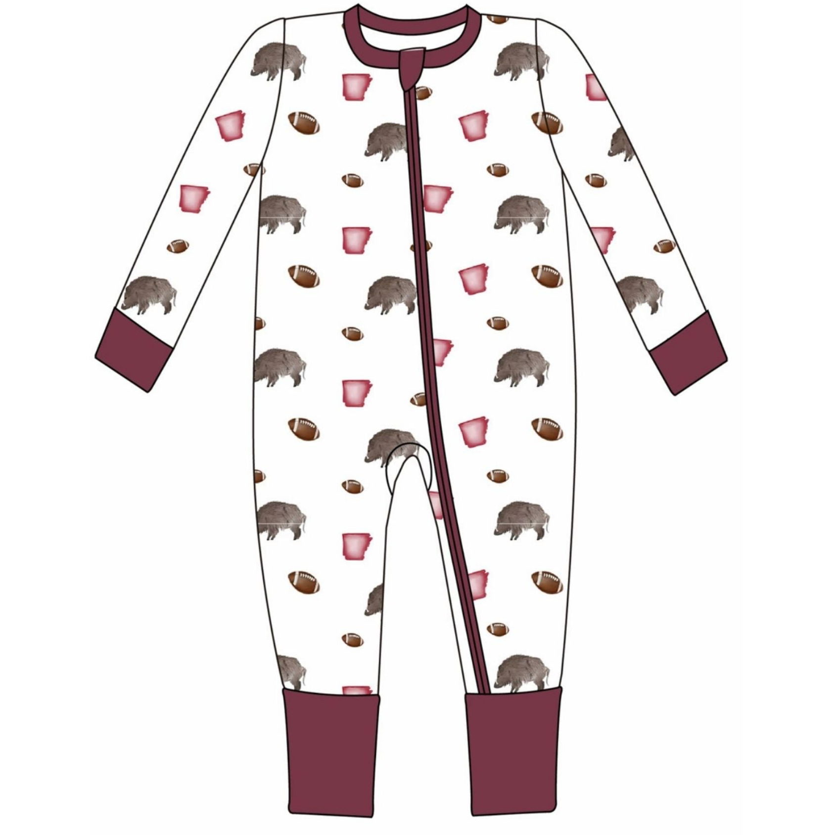 Boys Razorback Pom Zipper Romper Sleeper